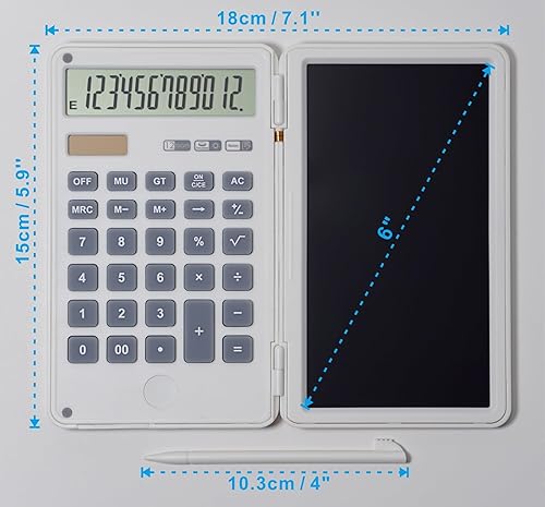 Miniatura 2 de Calculadora básica con tableta de escritura LCD, pantalla de 12 dígitos, tamaño de bolsillo portátil, calculadoras solares portátiles para escuela,