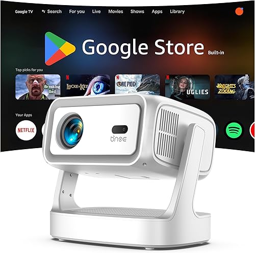 Proyector 4K con WiFi y Bluetooth, 2000 proyectores ANSI para exteriores con más de 10,000 aplicaciones integradas, proyector inteligente bnoe