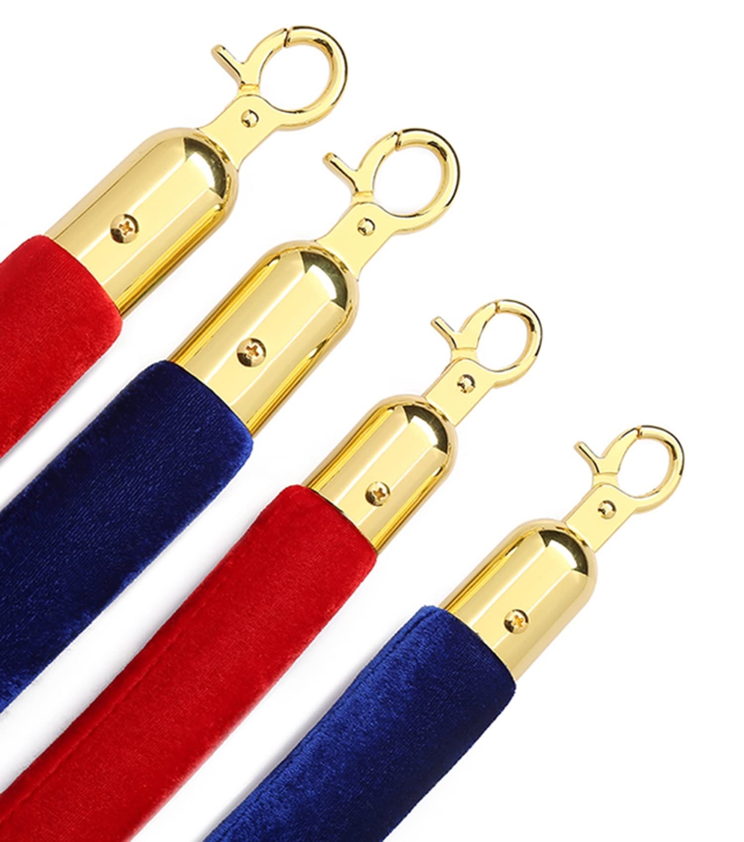 Cuerda de control de multitudes de terciopelo rojo de 6 pies, cuerda azul para línea de eventos, sistema de cola de recepción de hotel y solución de multitudes