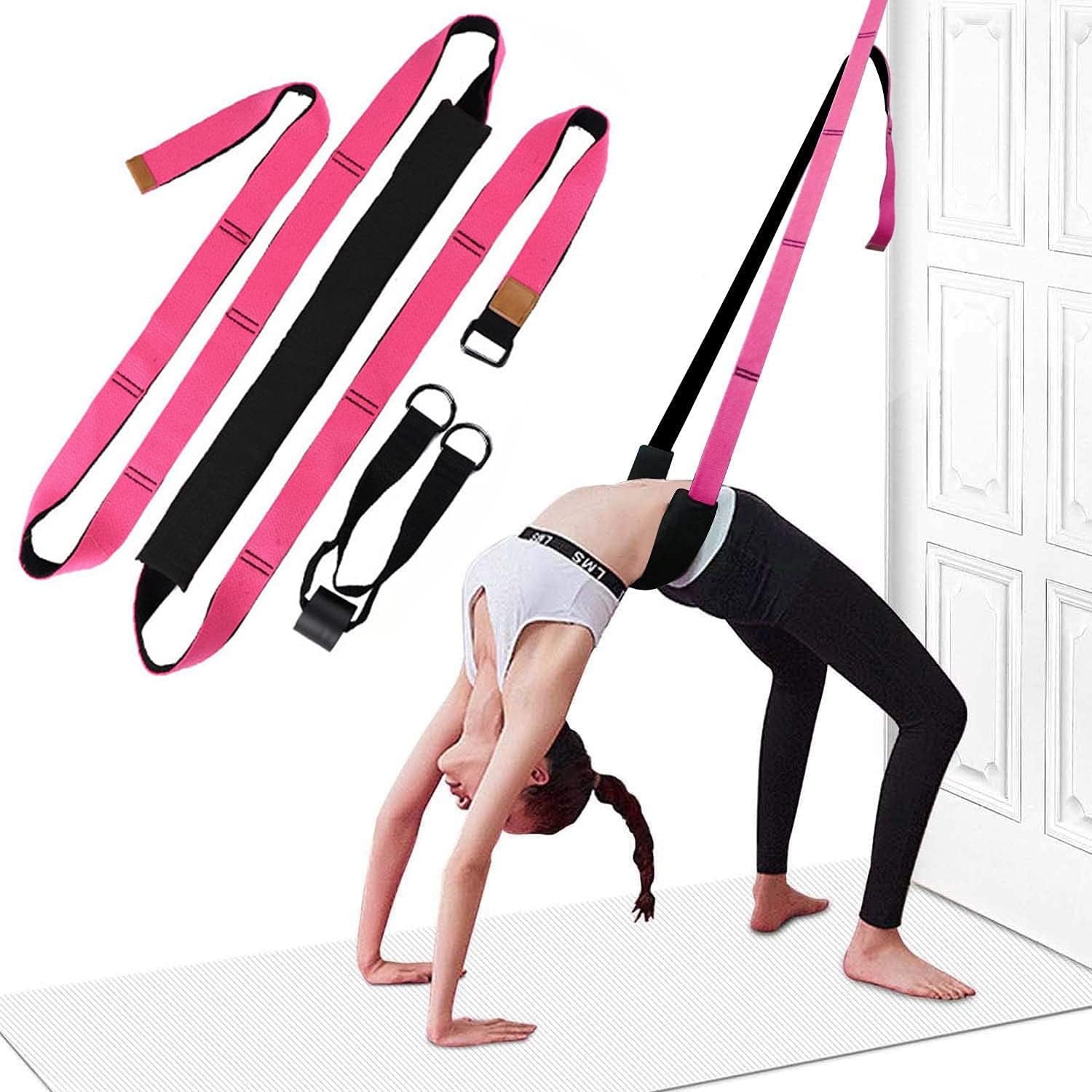 Yoga Fitness Stretching Strap, Adjustable Back Bend Stretch Band Belt, Dance Lower Waist Training Rope Flexibility Stretching Strap Tensile Trainer, for Rehab Pilates Dance Splits Girl Women