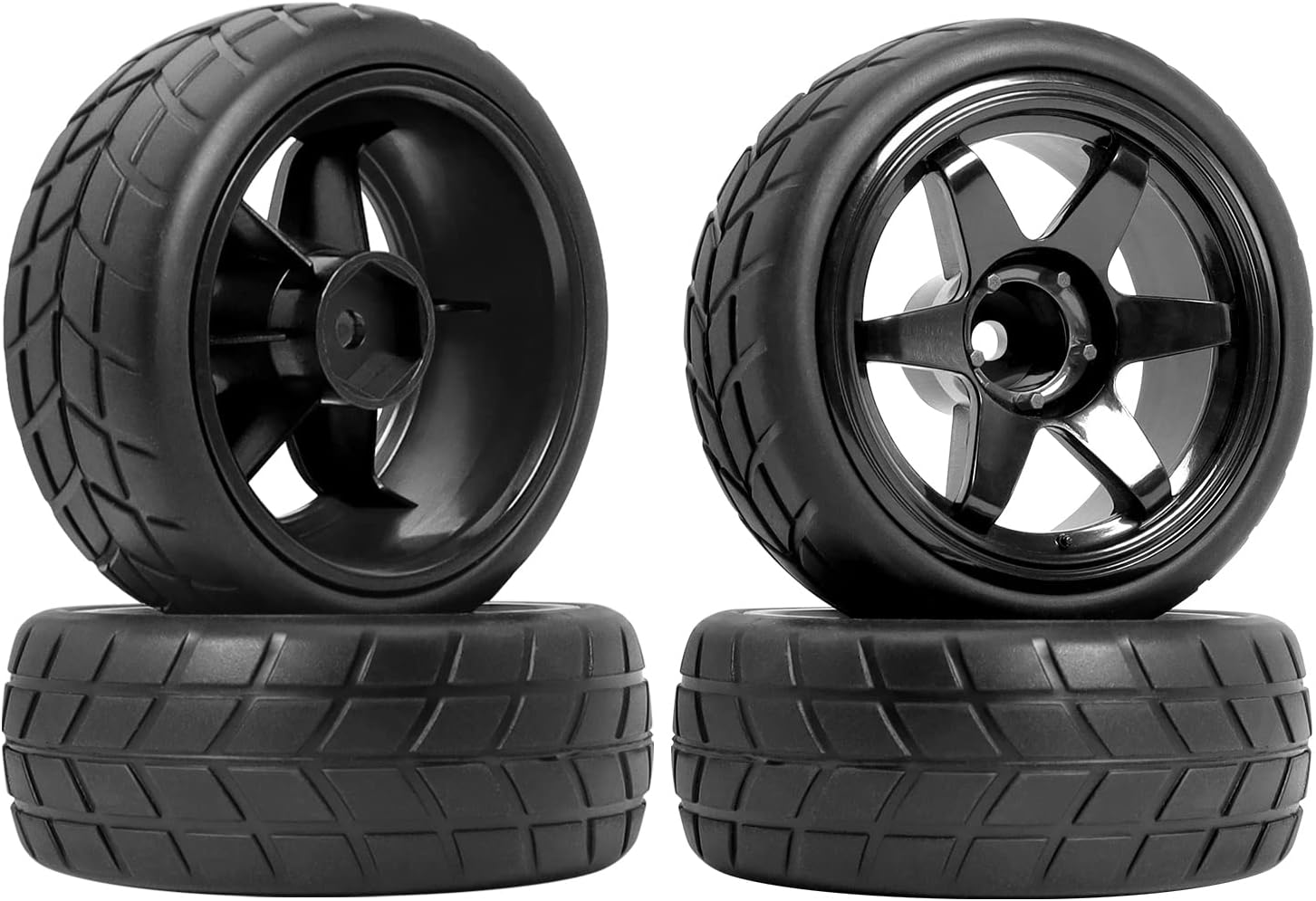 RC Station RC Drift Wheels and Tires Tyres 1/10 1/16 RC Wheels Preglued 4PCS 12mm Hex RC Wheels and Tires Tyres OD 2.58" with Foam Inserts for Traxxas Tamiya Kyosho HPI for 1/14 1/18 RC Off On Road