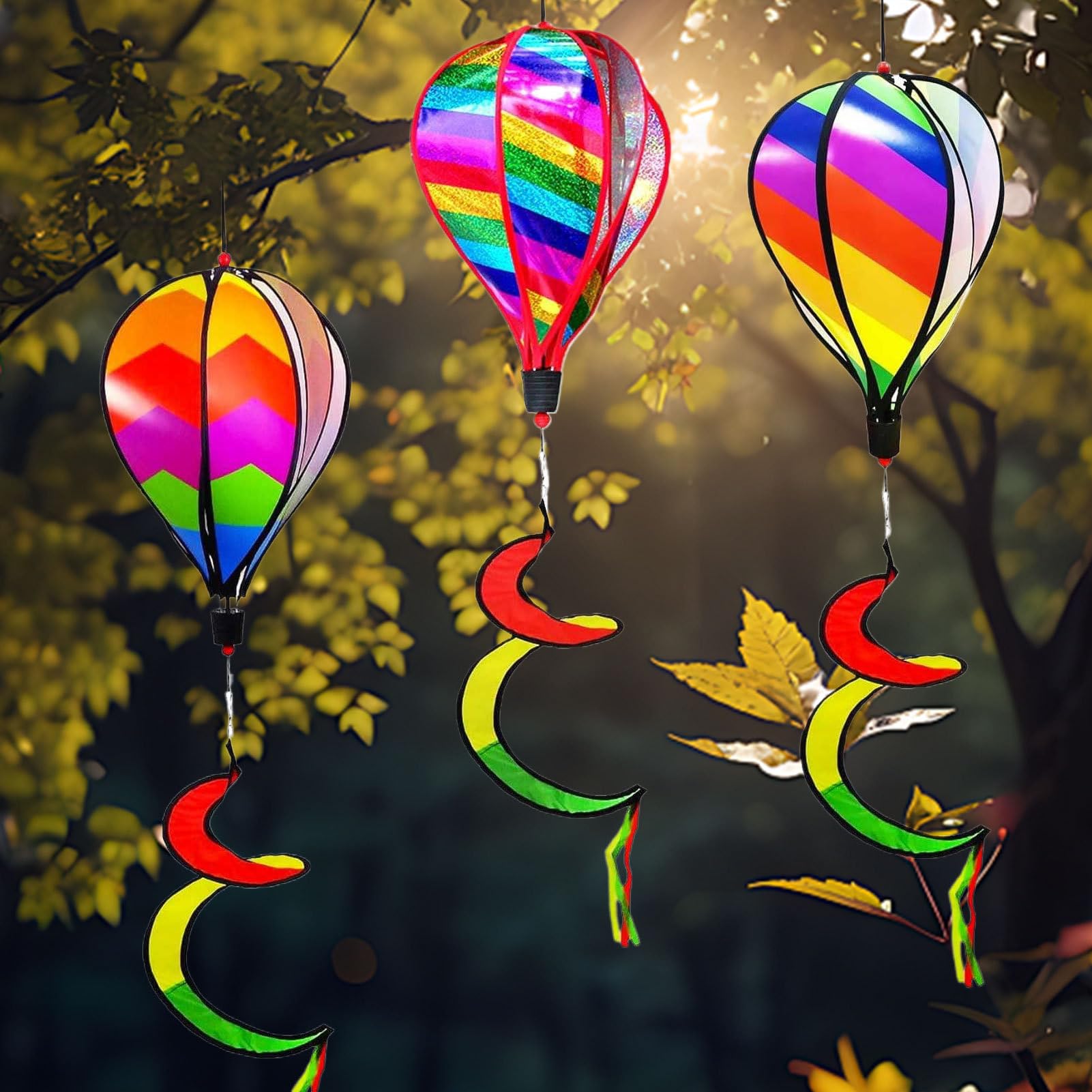 Rainbow Air - Lot de 3 Ballons à Vent - Décoration d'extérieur - pour clôtures de Jardin, Mariages, Vacances