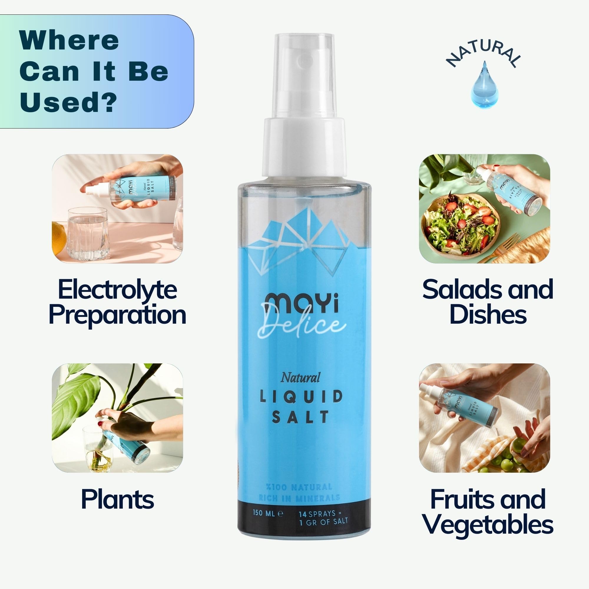 MAY Liquid Spring Salt Spray for Food - Kosher Microplastic-Free 84 Minerals for Electrolyte Balance Immune Support Rich — view 7