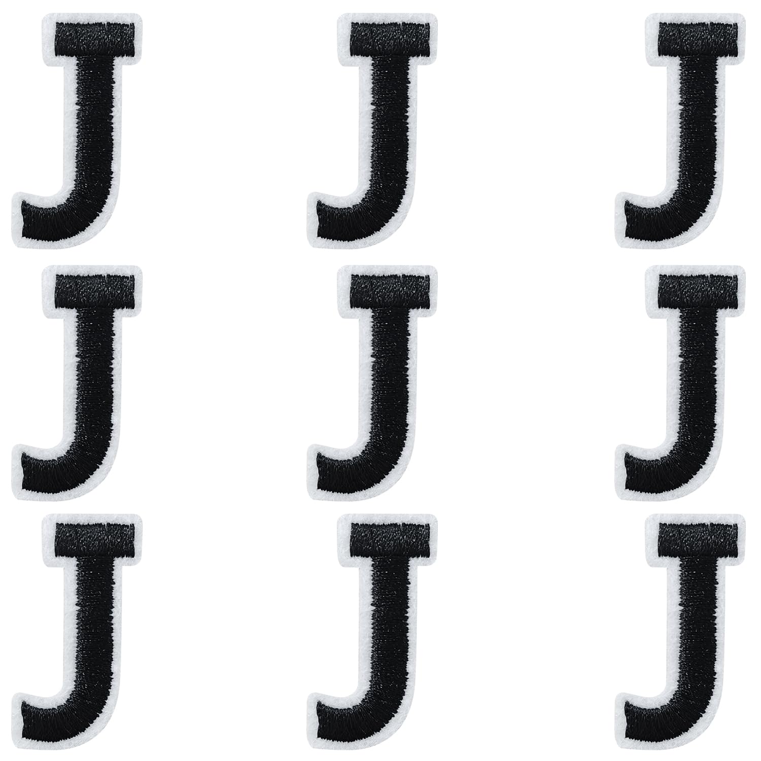 IANZE 9PCS Iron on Letter Patches, Black Letter J Patches Embroidered Letter Patch for Clothing, Jeans, Hats, T-Shirts, Backpacks, Etc. (Black-J)
