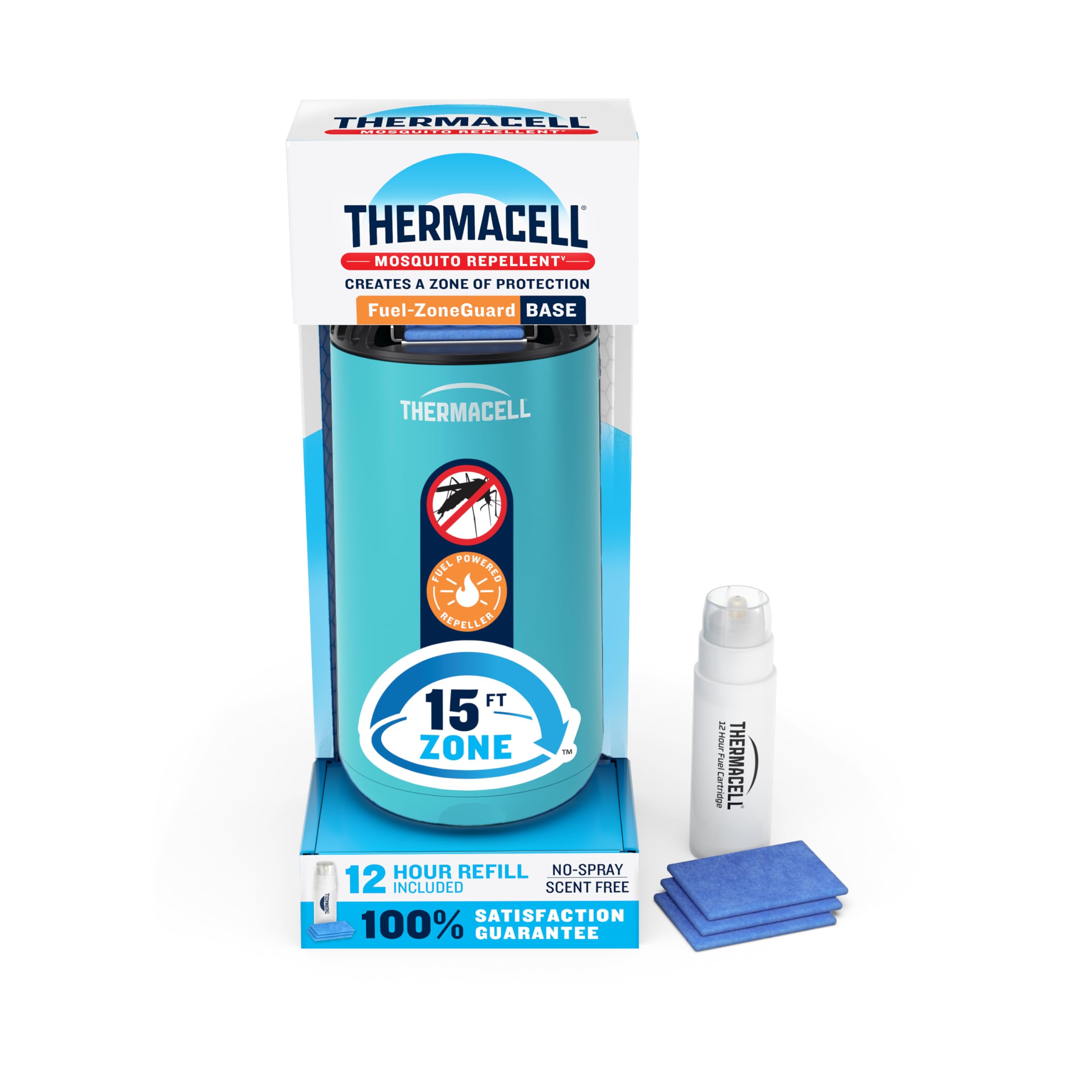 Thermacell Mosquito Repeller Patio Shield; Includes 12-Hour Refill; 15 Foot Zone of Protection; Highly Effective Mosquito Repellent for Patio; Bug Spray Alternative; Scent Free