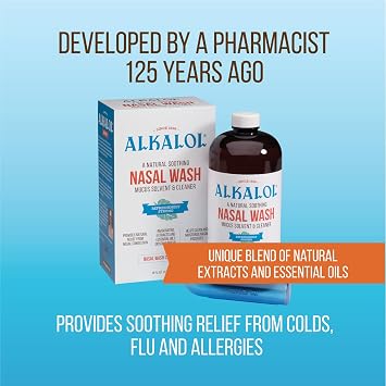 Alkalol Solution Original Nasal Wash, 3 Count -16 fl oz, 16 fl oz (Pack of 3) & - A Natural Soothing Nasal Wash, Menthol, 2 Piece Set 1 Count
