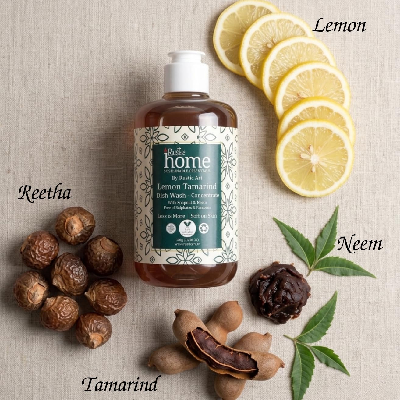 Rustic Home Lemon Tamarind Dish Wash Concentrate 2