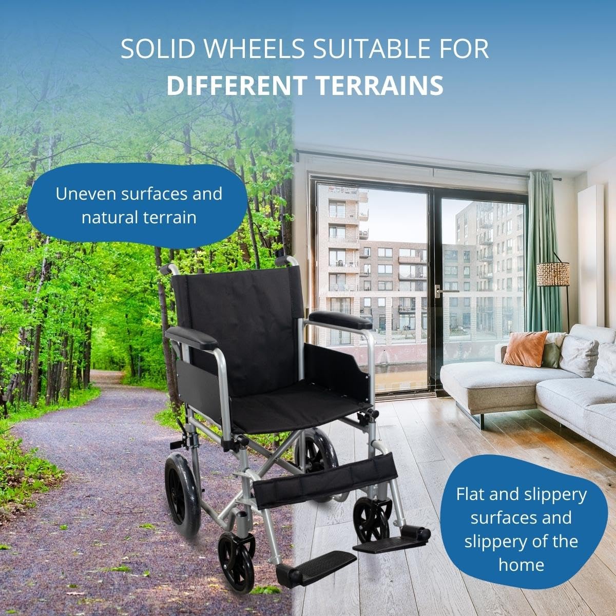 Mobiclinic, Składany wózek inwalidzki, Marsella, Kółka z możliwością szybkiego zwolnienia po naciśęciu przycisku, Stabilny, Siedzisko 46 cm, Dźwignia hamulca, Srebrny