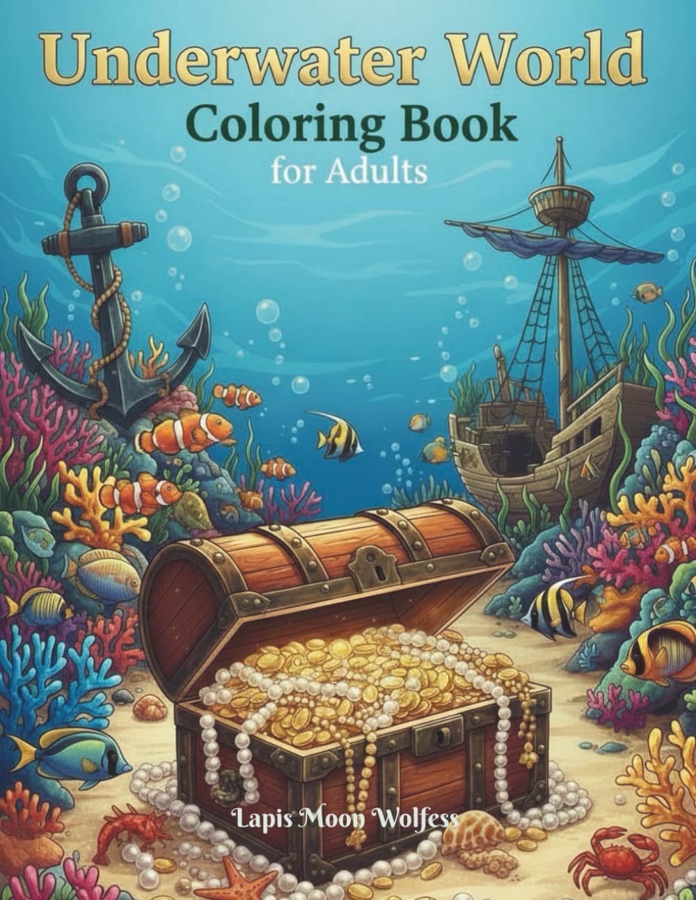 Underwater World Coloring Book for Adults: Ocean Treasures, Shipwrecks, Coral Reefs & Relaxing Marine Life Illustrations for Stress Relief