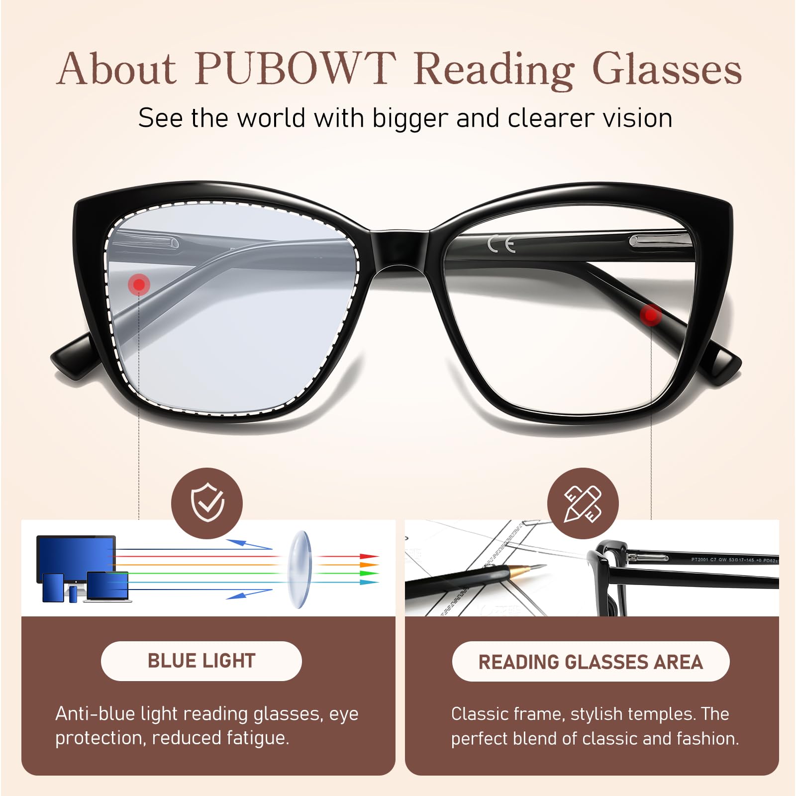 Lesebrille für Damen, Katzenaugen-Lesebrille, Blaulichtblock, Computerbrille, stilvolle Designer-Brille, bruchsicher, groß, modisch, 3 Stück
