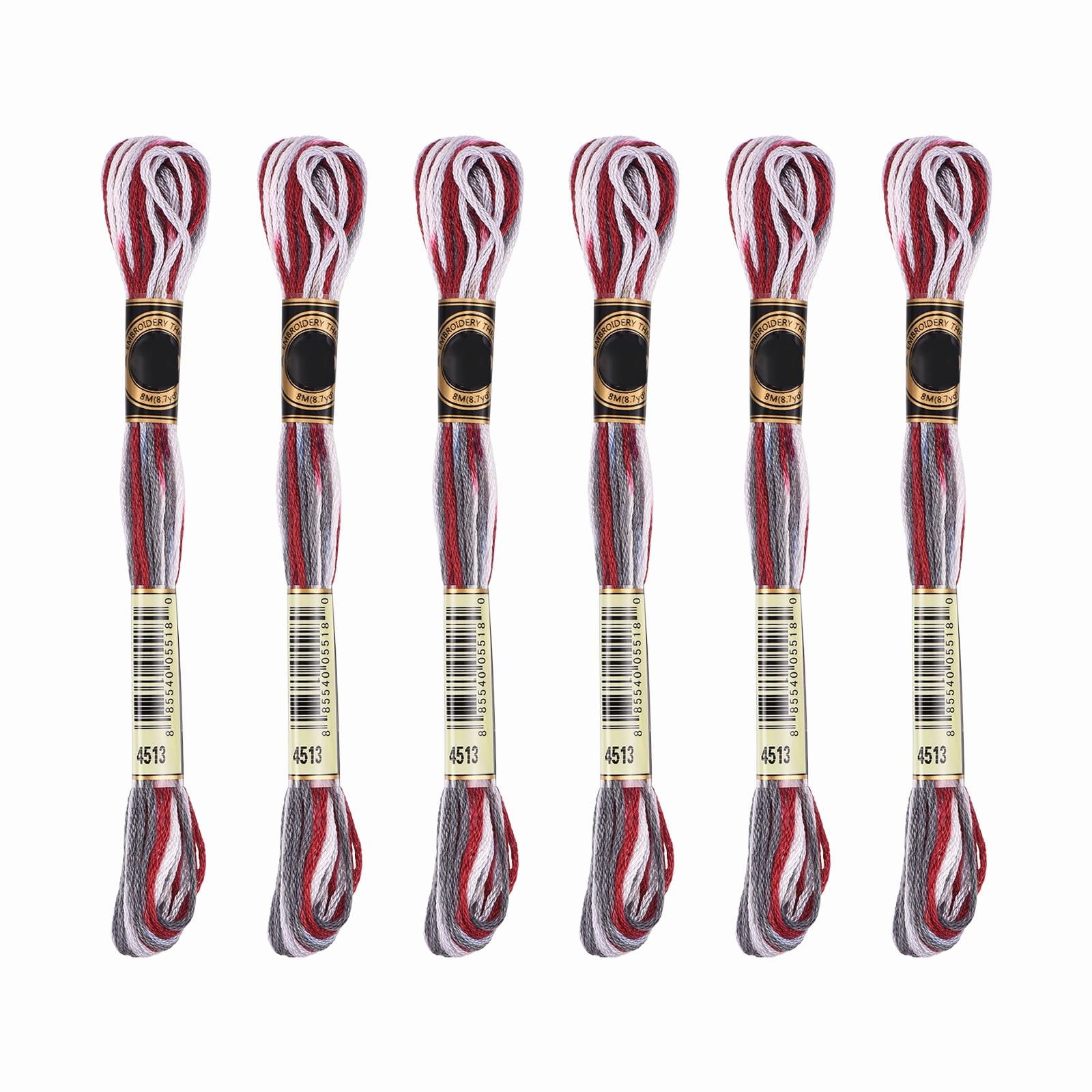 PATIKIL 6 Skeins Embroidery Floss, Gradient Colors Polyester Embroidery Threads Bracelets String for Cross-Stitch Hand Embroidery, Red White — image 1