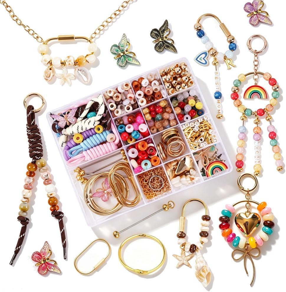 680pcs Large Hole Beads Kit Set DIY Carabiner Bag Charm Keychain Kit