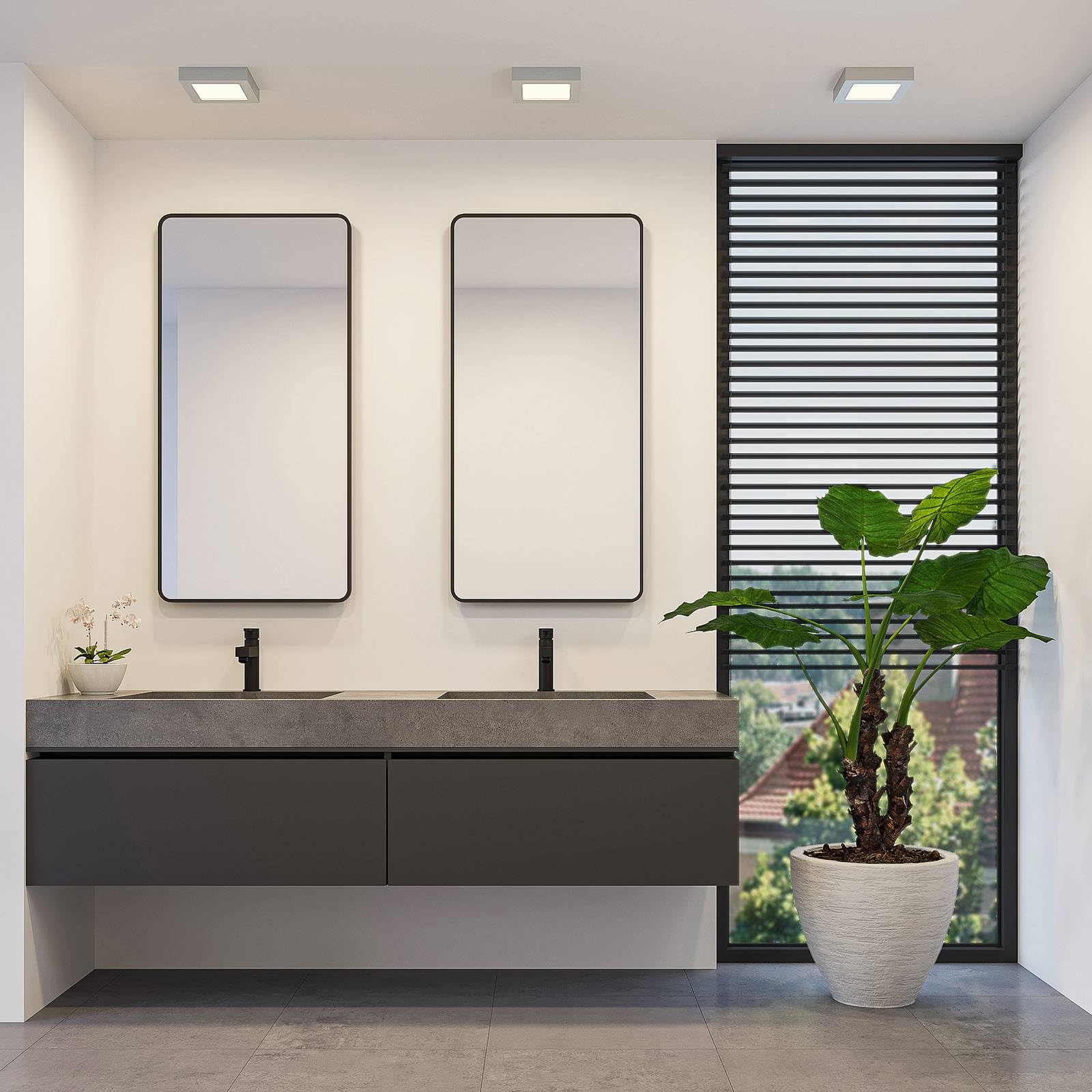 LED Lámpara de techo Alette (Moderno) en Gris hecho Aluminio e.o. para Cuarto baño (1 llama, lámpara, plafón