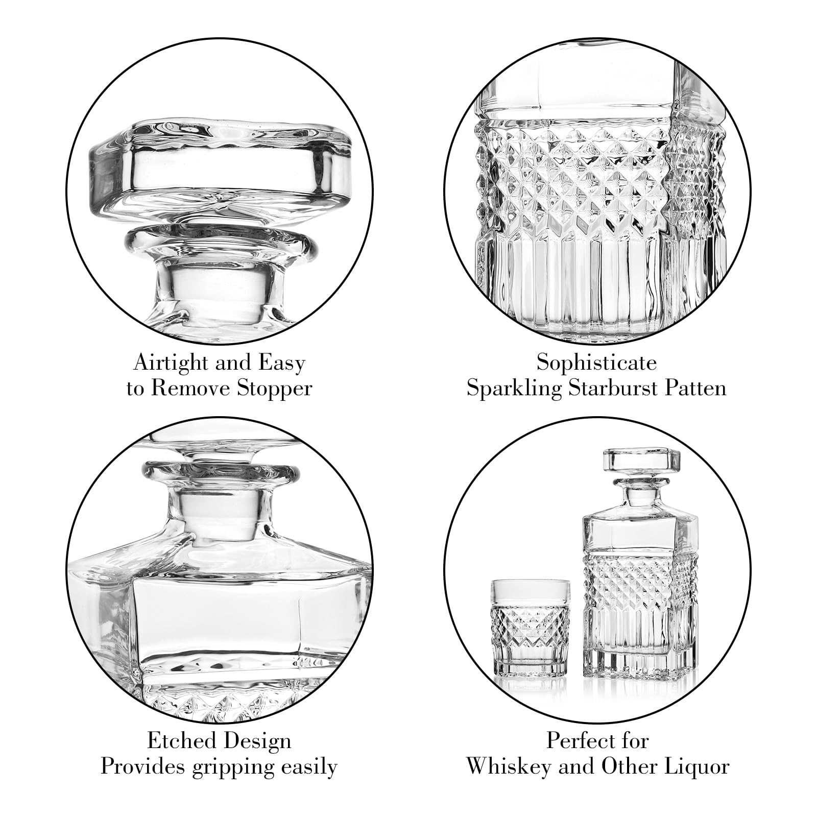 Whiskey Decanter,900ml Non-Lead Crystal Whiskey Decanter with Stopper in Gift Box,Premium Bourbon Decanter,Liquor Decanter for Whiskey,Bourbon,Whiskey Carafe for Men - Image 4