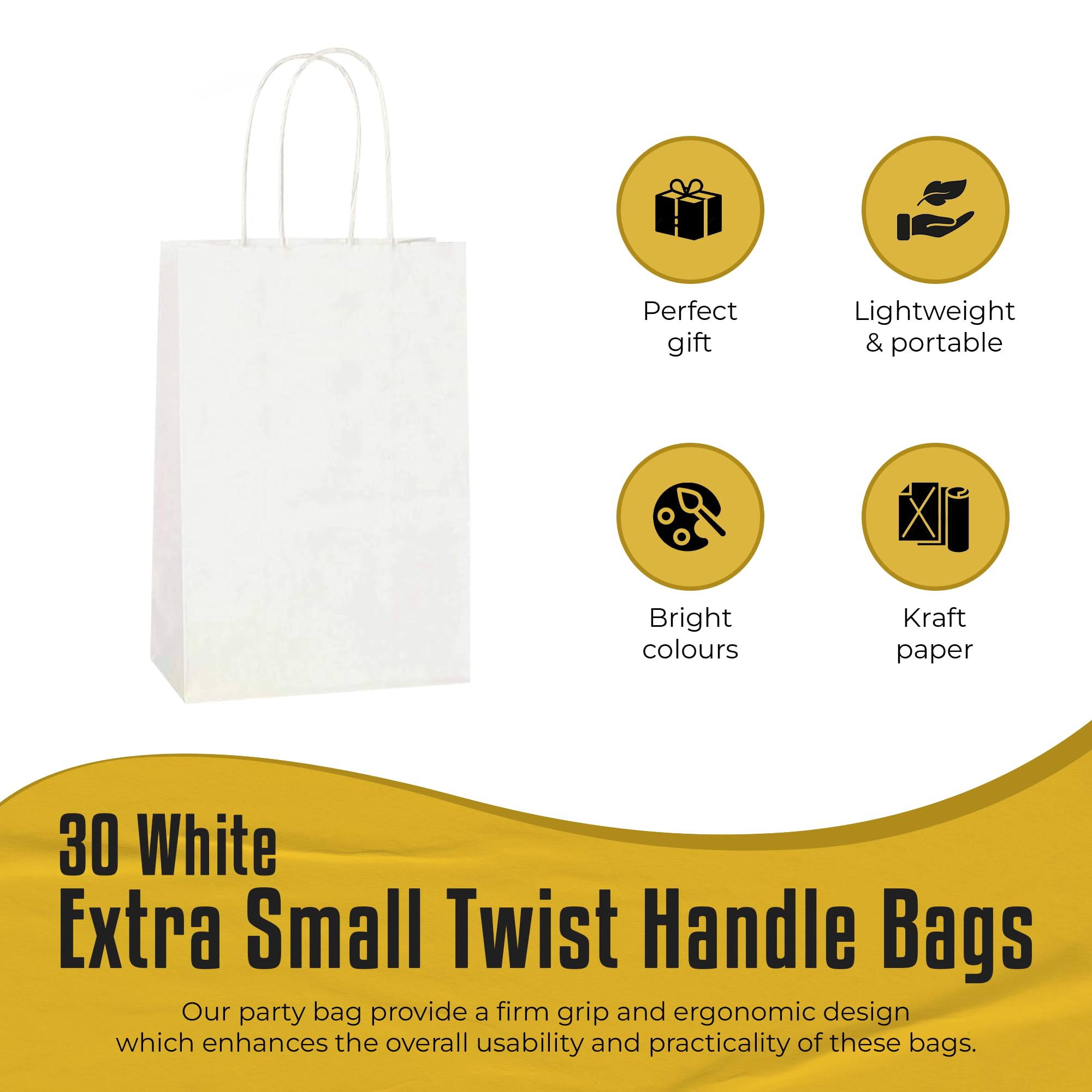 Thepaperbagstore 30 White Paper Party Bags With Handles, Colourful Paper Gift Bags for Kids and Adults Parties Birthdays - Image 2