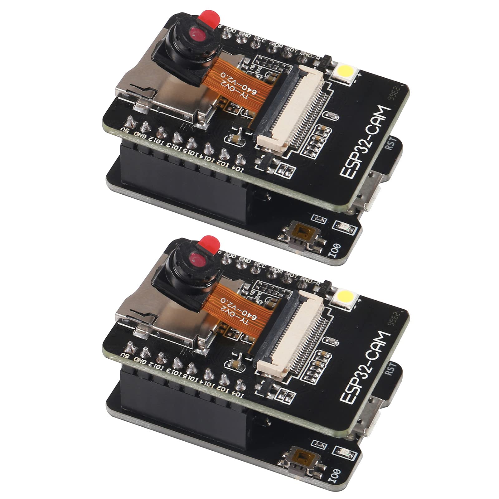 Aokin ESP32-CAM Camera Module, ESP32 Development Board WiFi and Bluetooth with OV2640 2MP Camera for Arduino, Include ESP32-CAM-MB Micro USB to Serial Port CH340C, 2 Pcs