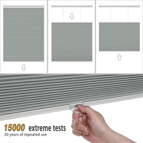 Miniatura 97 de Changshade Persianas celulares opacas de arriba hacia arriba, sin cordones, para ventana de interior, aislamiento térmico, persianas de panal