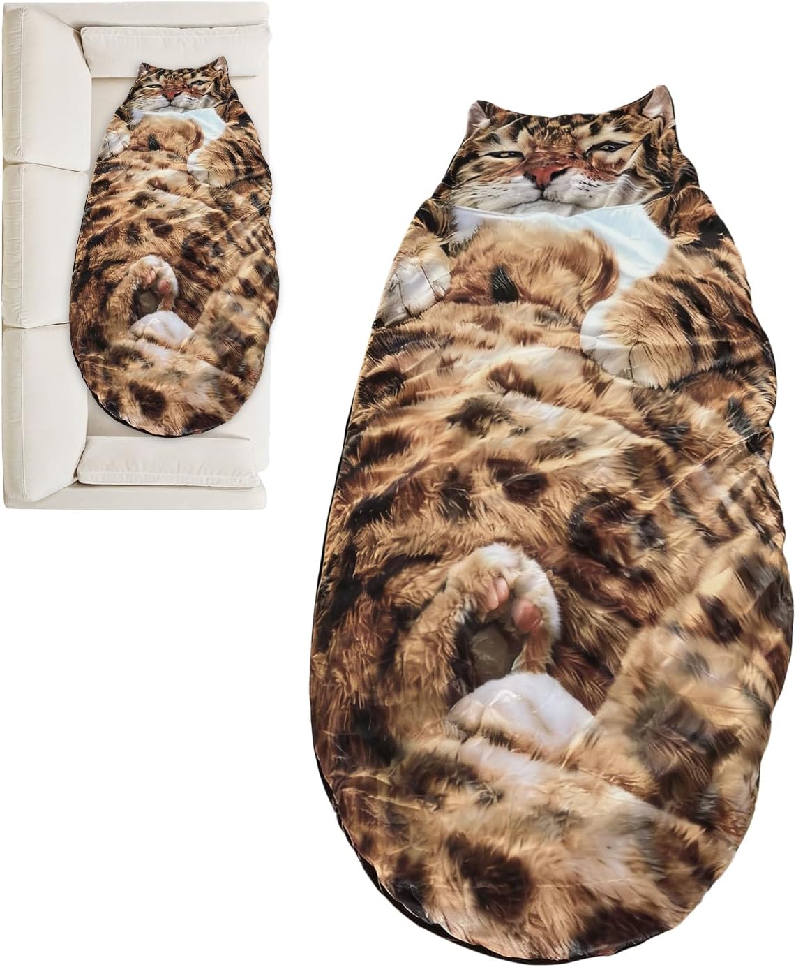 Warm Sleeping Bag, Washable Warm Blanket, 78x32 Inches Adult Sleeping Bag with Soft Plush, Fleece Cat Bed, Cat Blanket with Cute Design, Sturdy Home Lounging for Floor and Bed