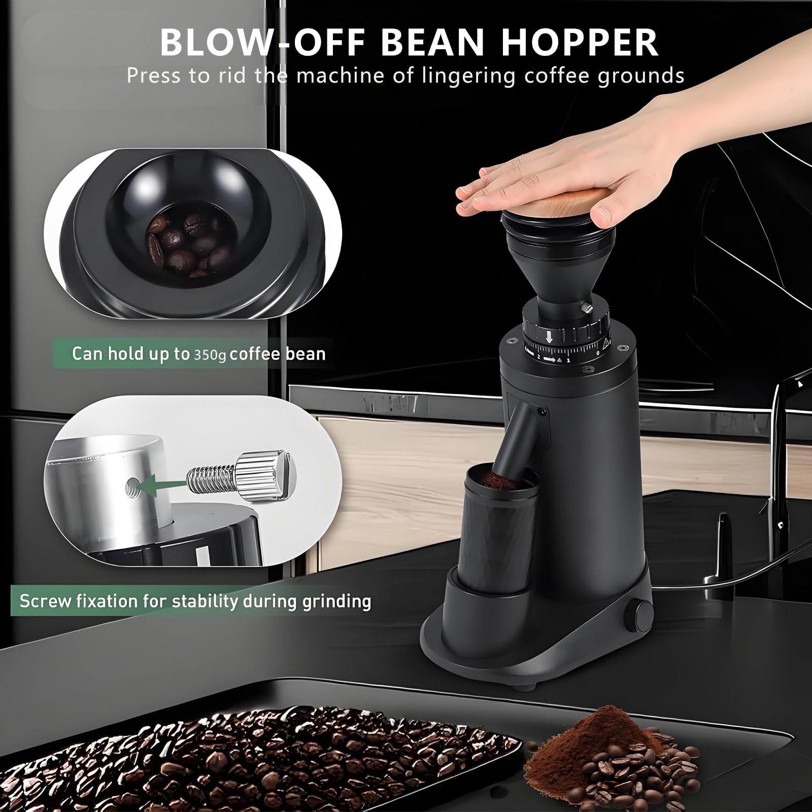 Lekki SprzęT Do Mielenia Kawy Cold Brew, Regulacja 300-1500 Obr./Min, Komercyjny Automatyczny MłYnek Do Kawy Ziarnistej 64mm-White