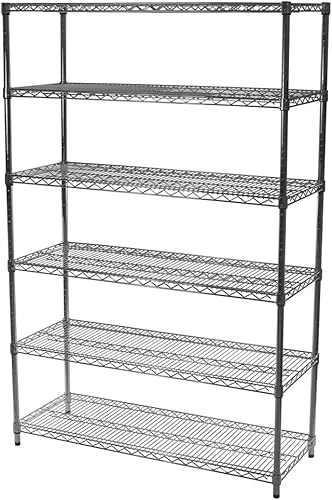 Shelving Inc. Estantería de alambre cromado de 12 pulgadas de profundidad x 48 pulgadas de ancho x 54 pulgadas de alto con estantes de 6 niveles,