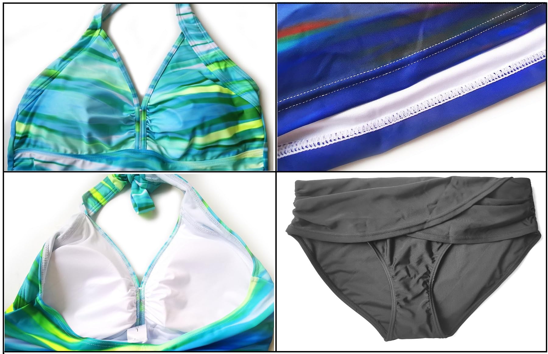 Set Tankini da Donna, Costume da Bagno con Ruches, Costume da Bagno a Due Pezzi con Imbottitura, Push Up con Spalline, Sportivo