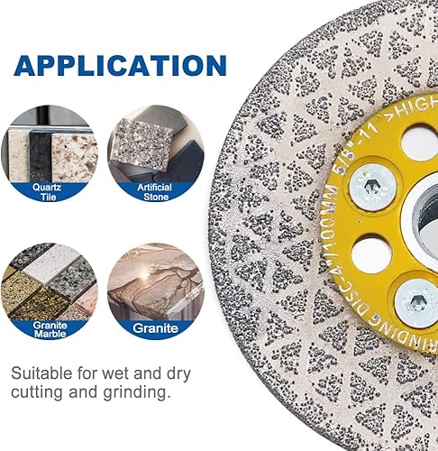 Miniatura 3 de Cuchilla de porcelana de diamante para cortar y moler, diámetro de 4 pulgadas, rueda de copa multiusos de 4 pulgadas, disco de diamante para