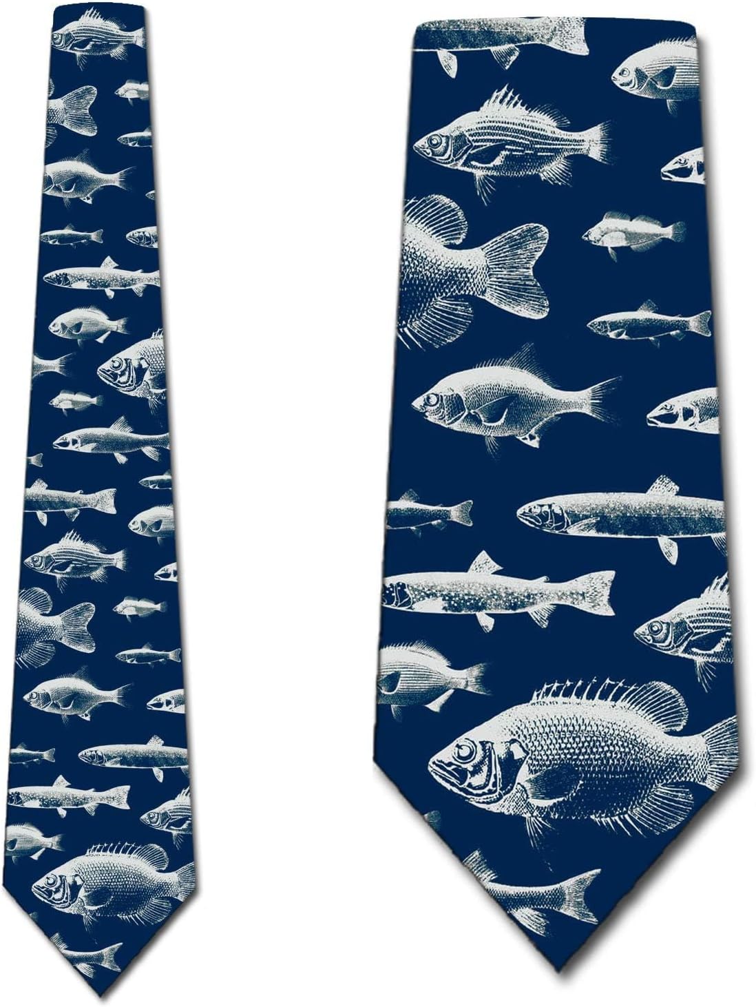 Three Rooker Fishing Ties Mens Sports Necktie Navy Fish Tie