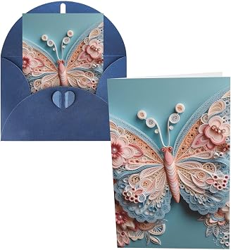 Blank Cards and Envelopes Lace Butterfly Print Greeting Cards Valentines Day Card Thank You Cards Congratulation Card For Birthdays, Party, Weddings