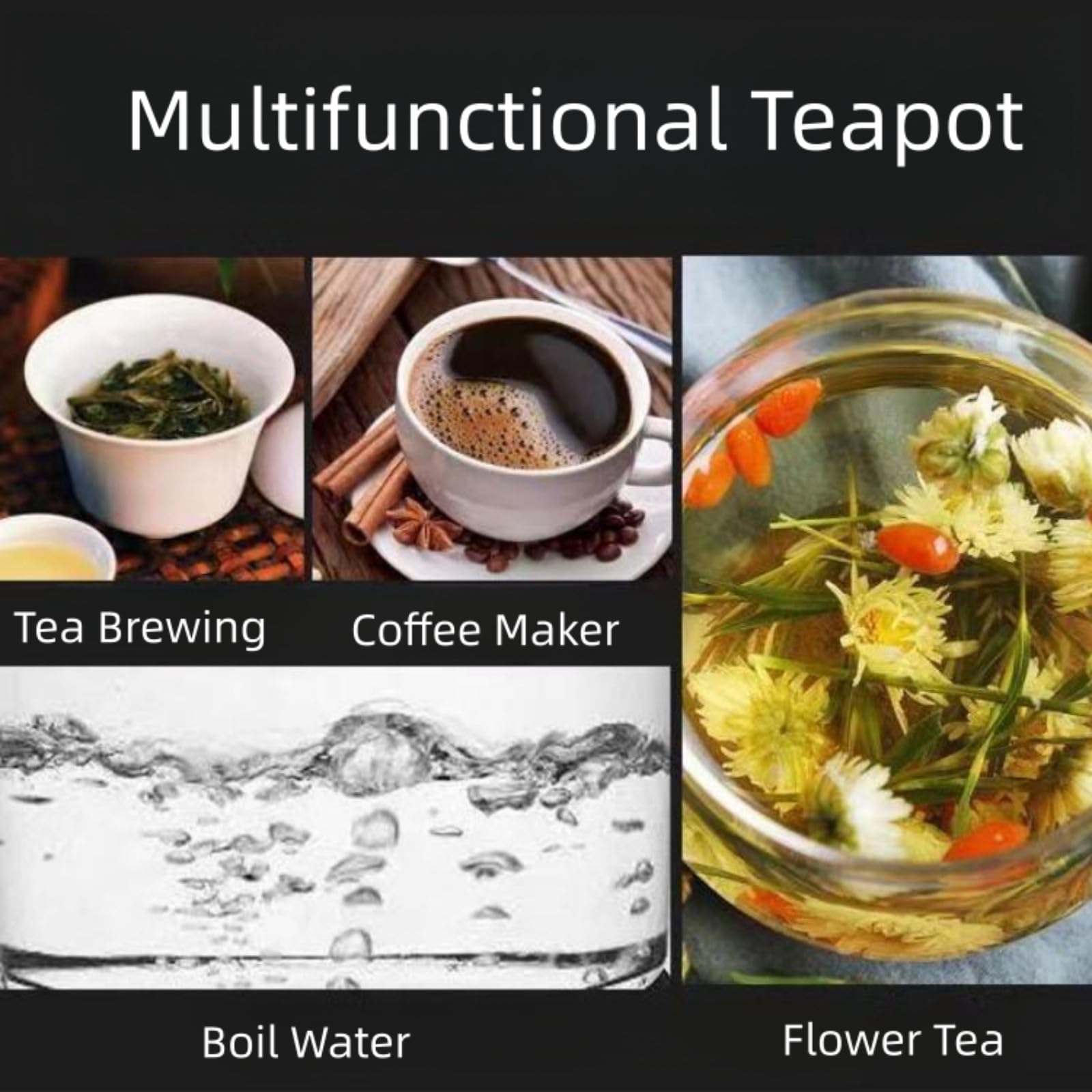 Tetera de acero inoxidable de 1500 ml para estufa, tetera de té plateada con infusor extraíble, caldera de agua caliente para té, leche, café, apta para lavavajillas