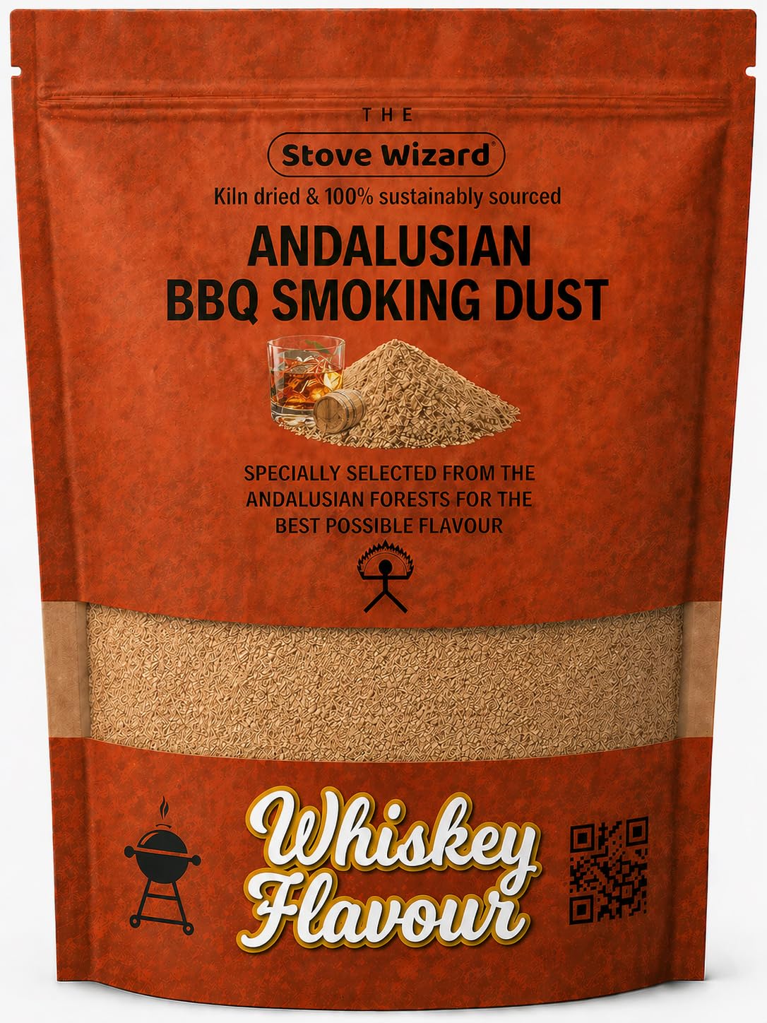 The Stove Wizard Andalusian Artisan Wood Smoking Dust Premium Quality BBQ Smoker Dust for Gas or Charcoal Grill 100% Natural 1.5 Litres Fine Smoke Blend for Outdoor Cooking (WHISKEY DUST 1.5 LITRES)