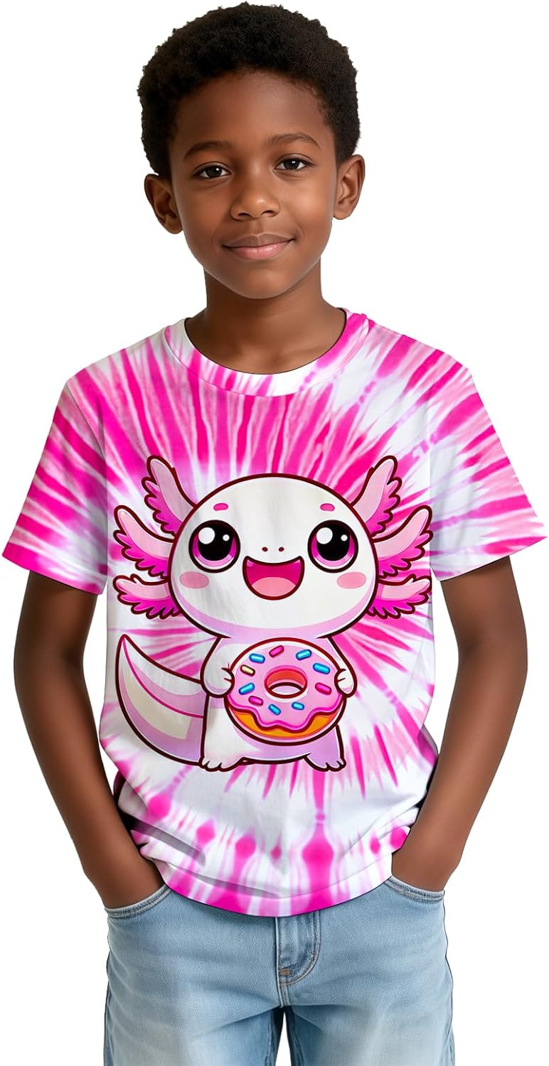 Kids Tie Dye T-Shirts Hippie Short Sleeve Shirt Tees for 6-18 Years Boys Girls - Image 4