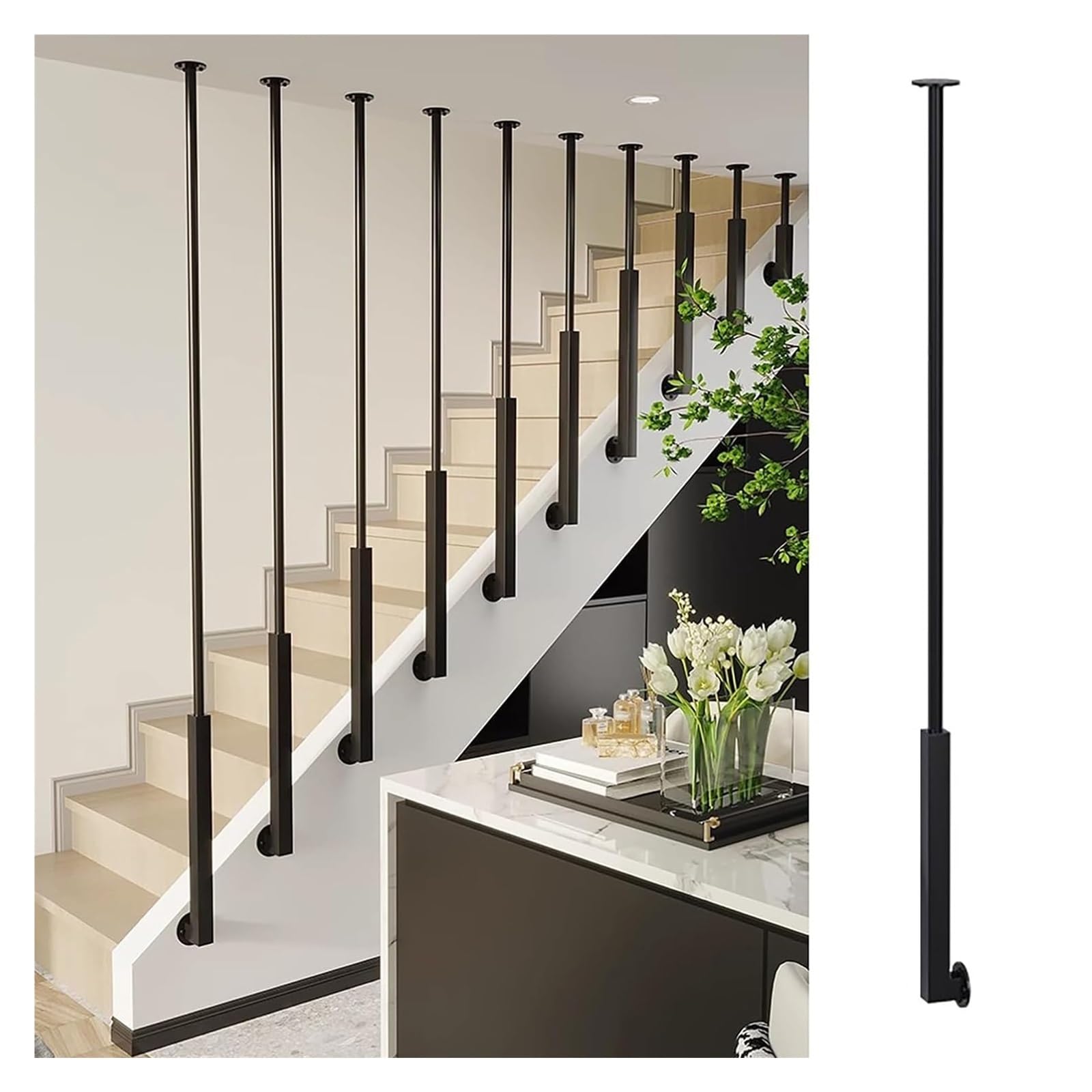 Rambarde d'escalier pour intérieur moderne, rampe en L réglable pour escalier de maison