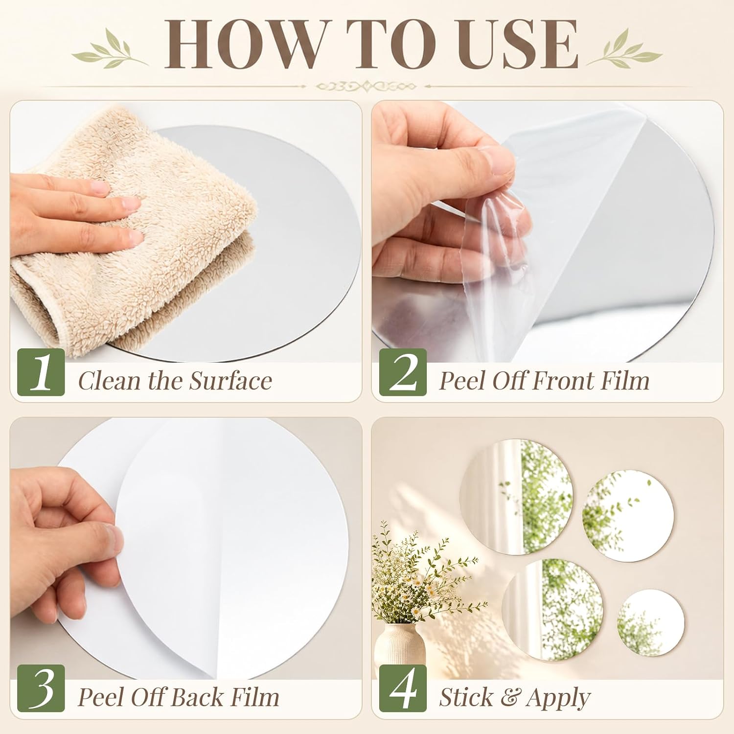 Sintuff 20 Pack Round Mirrors for Centerpieces, Mixed Size 6 8 10 12 Inch