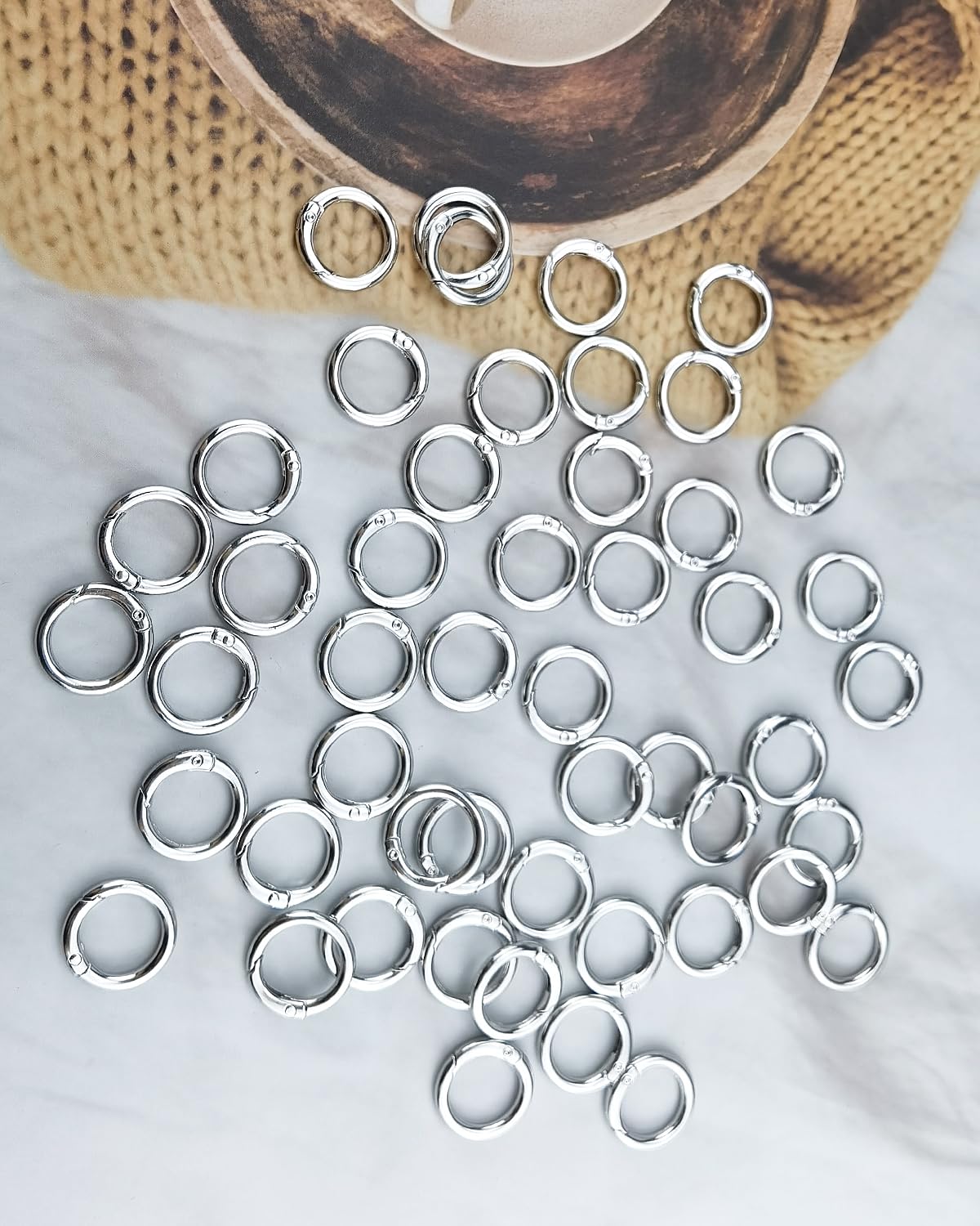 50 Moschettoni Tondi Da 23.5mm - Anelli A Scatto In Lega Di Zinco Per Portachiavi, Borse E Artigianato