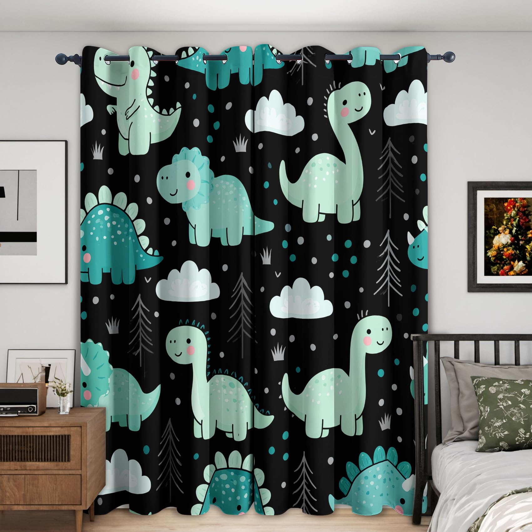 Générique Rideaux Motif Mignon Dinosaure Rideau Occultant