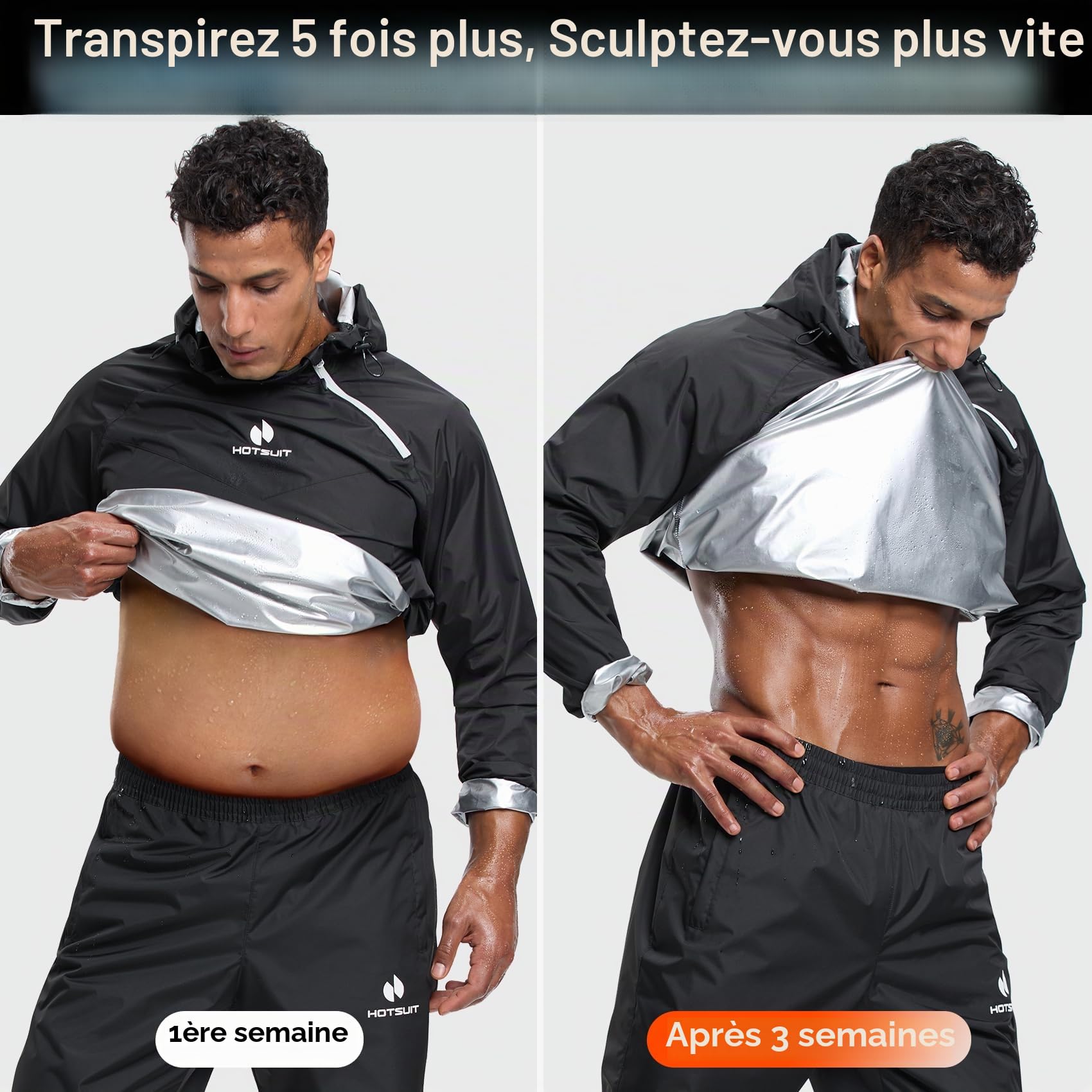 HOTSUIT Vêtement de sudation Hommes Sweat Pantalon et Veste pour SPORT Sweat Suits Vêtements de Sauna Combinaison Sudation pour sport de sweat