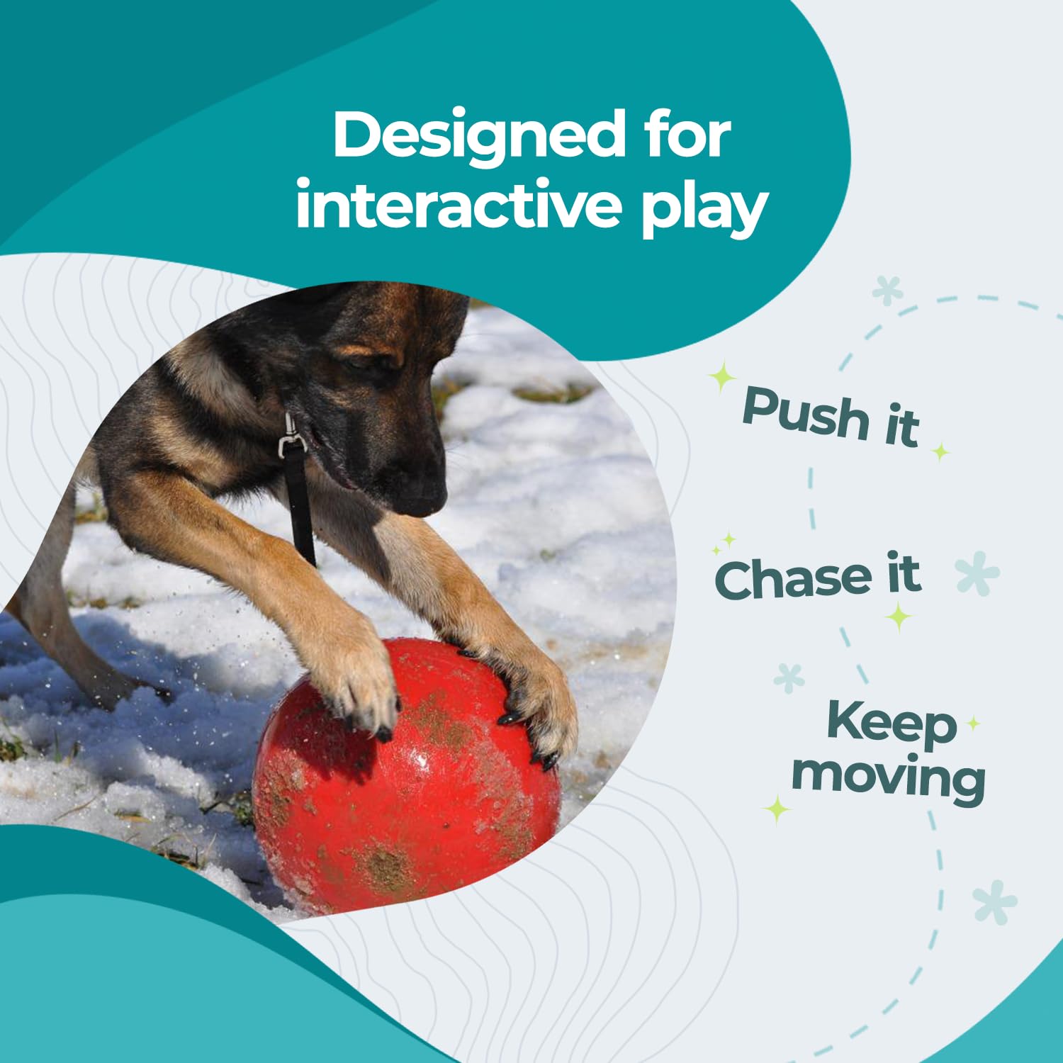 Jolly Pets JOLL070F Hundespielzeug Ball Push-n-Play, 25 cm, rot