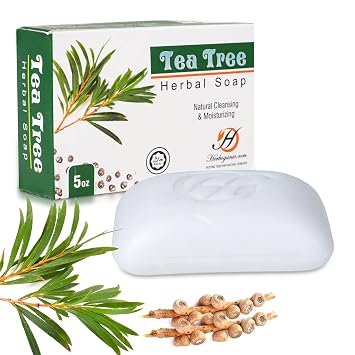 HERBOGANIC Tea Tree Oil Soap Bar Natural and Organic Antibacterial Antiseptic and Antifungal Moisturizing Cleanser for Men and Women