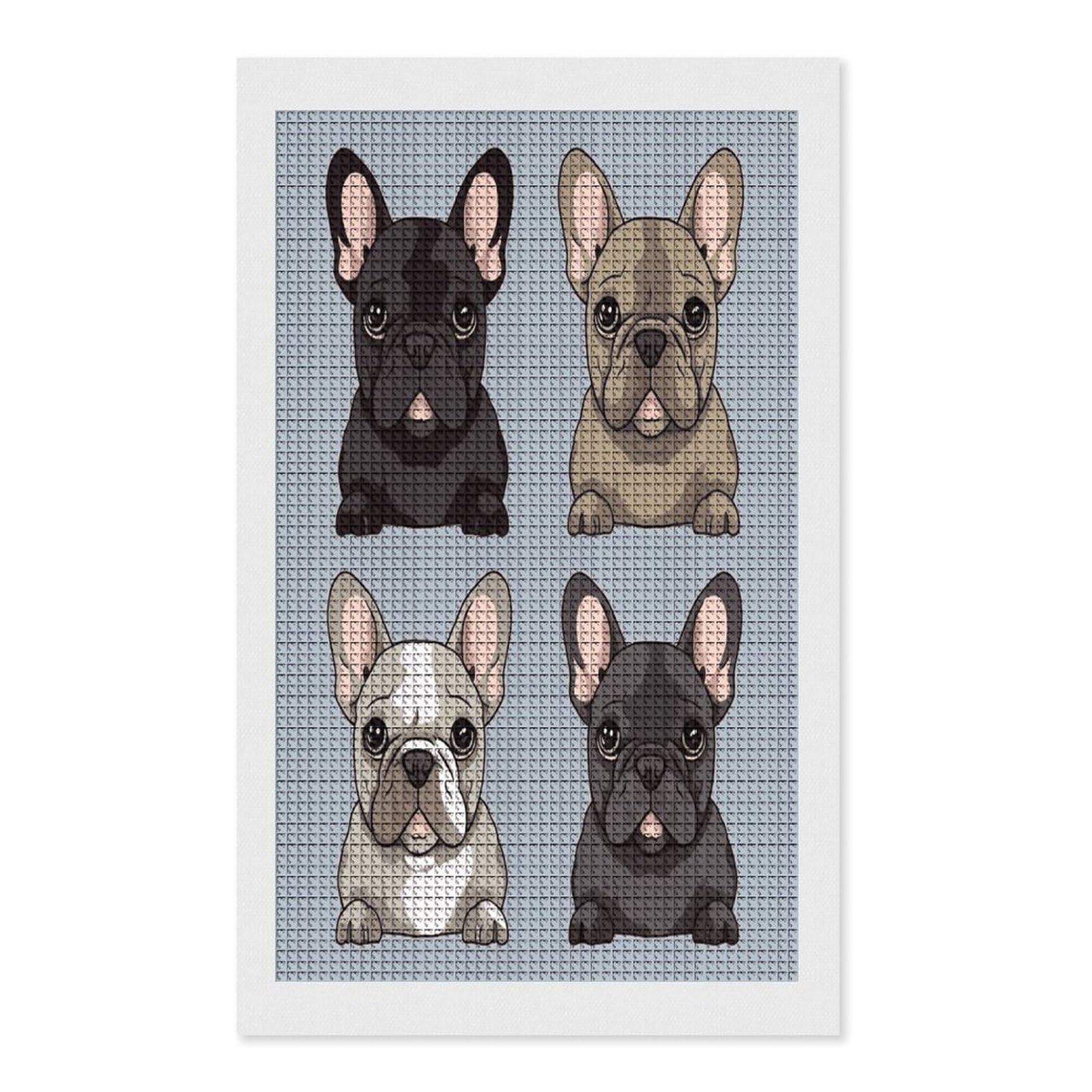 FodPand French Bulldog Diamond Painting Kit for Beginner Fun 5D DIY Crafts for Adults Diamond Art Kits Square Diamond Art Canvas Painting Gem Art Crafts for Home Wall Decor 12"x20"