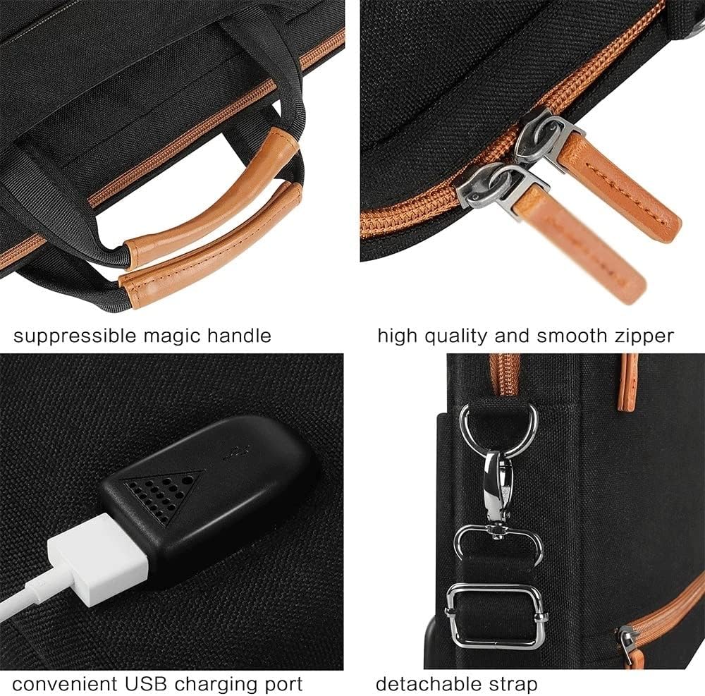 Waterproof Laptop Bag Carrying Shoulder Briefcase with Charging Port Notebook image 5