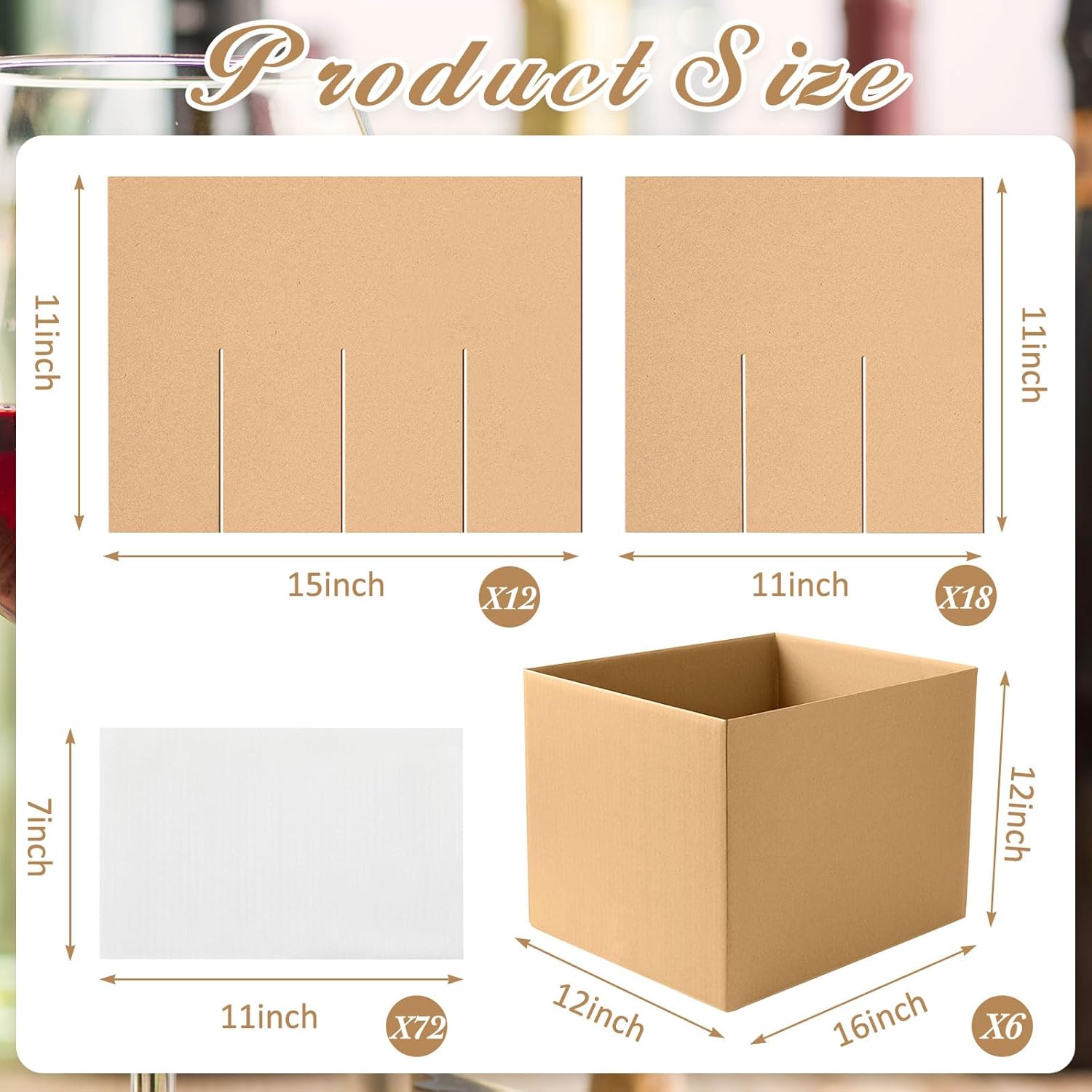 Leinuosen 6 Pack Moving Boxes Kits with 16 x 12 x 12 Inch Moving Boxes, 10 Corrugate Dividers & 24 Foam Pouches for Glassware Shipping, Dish & Kitchen Packing, Adjustable Compartments