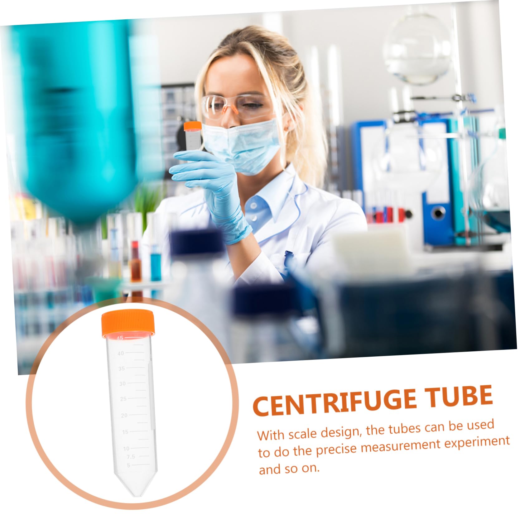50 pezzi Provette Centrifuga da Confezione da Tubo Graduato con Vite per Test Laboratorio e Campionamento Resistente e Facile da