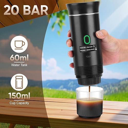 Miniatura 6 de Gugxiom Máquina de café espresso eléctrica portátil, cafetera de viaje 3 en 1 con autocalentamiento, cafetera portátil para viajes, cafetera de café