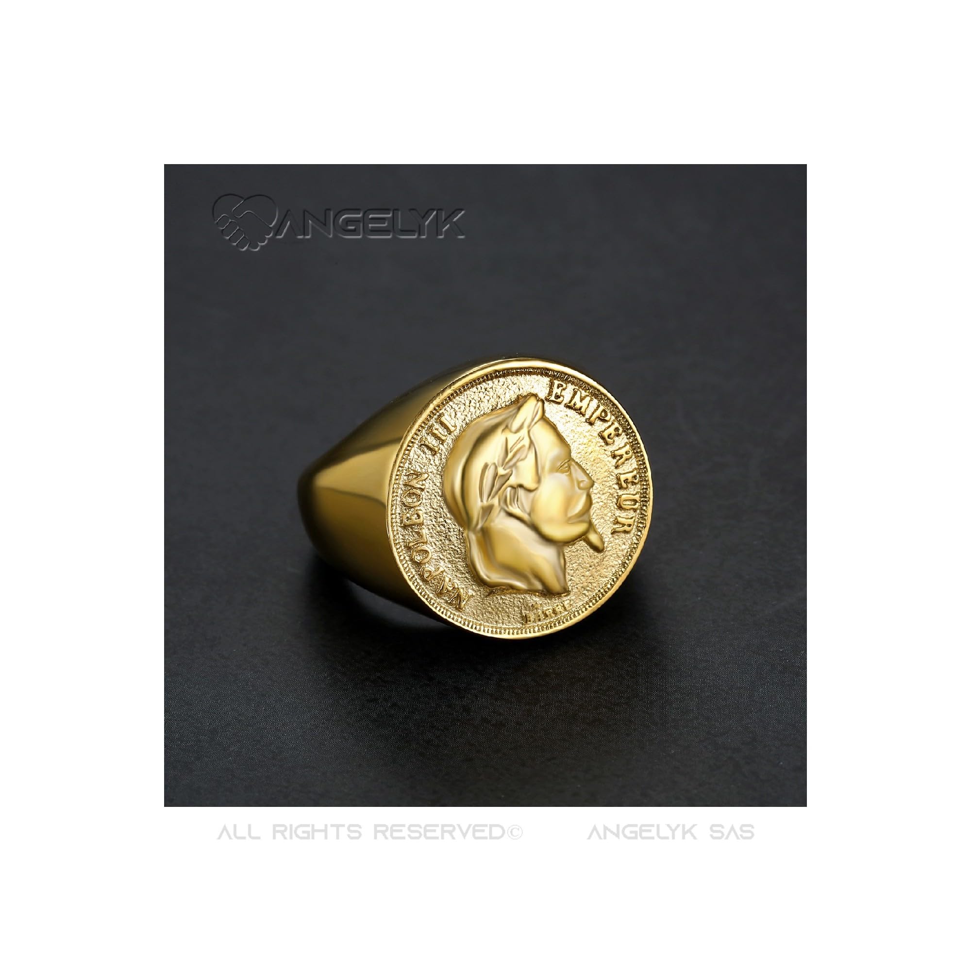 Image secondaire de BOBIJOO Jewelry - Bague Napoléon Pièce 20 Francs Or Bijou Acier Inoxydable - 63 (Taille 10 US)