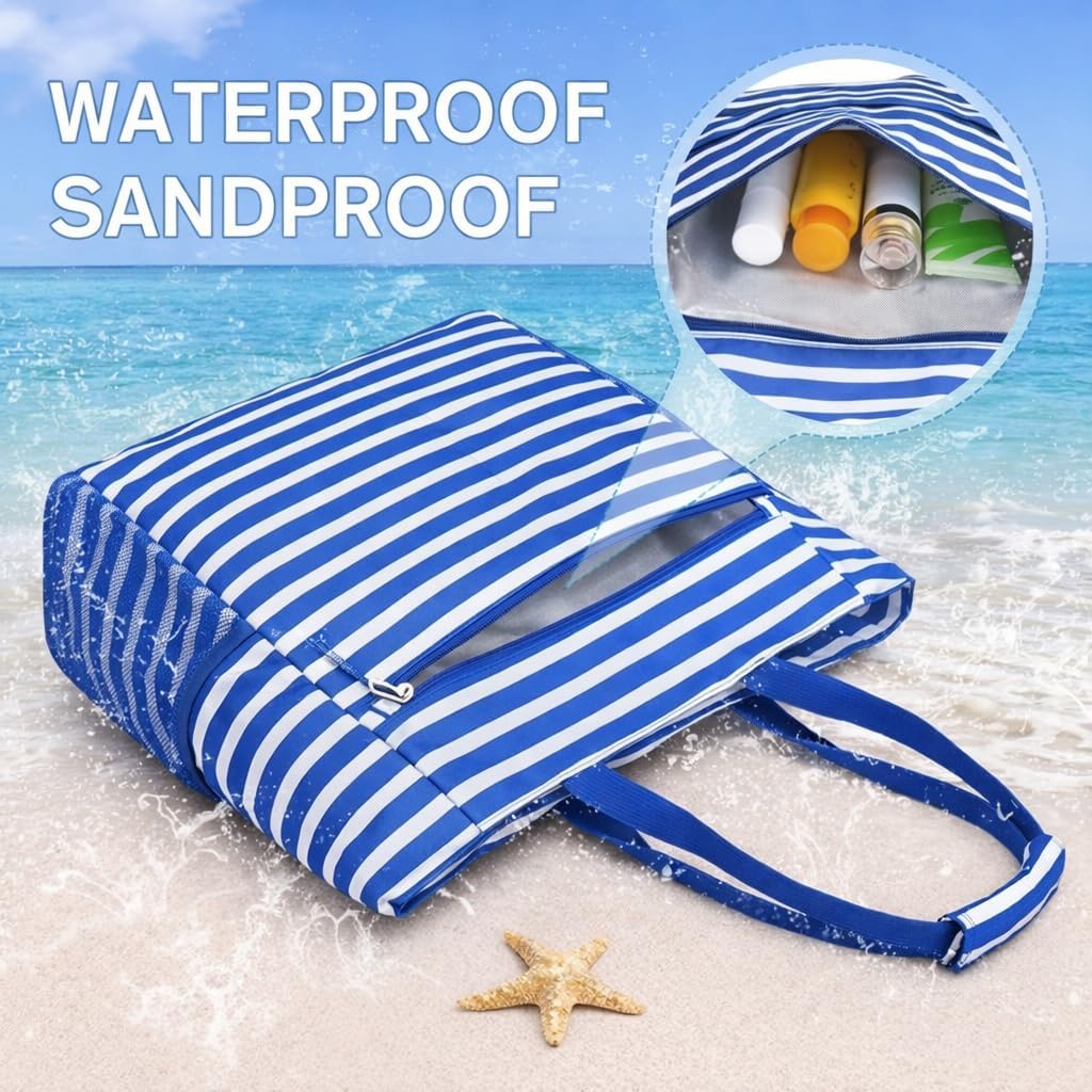 Waterproof Foldable Tote Bag for Travel – Large Carry-On with Zipper Pocket for Beach, Gym, Airplane & Weekend Trips