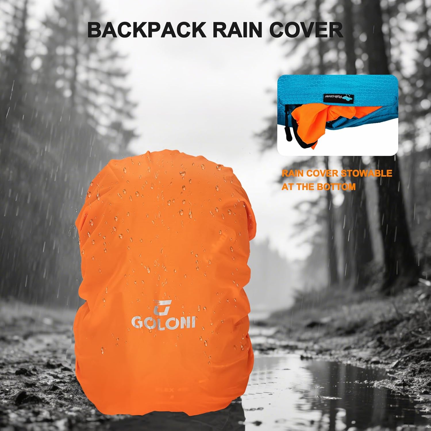 45L Hiking Backpack with Rain Cover, Lightweight Foldable Camping Backpack for Trekking, Water-Resistant Daypack with Hiking Pole & Mat Carrying System,Blue - Image 3