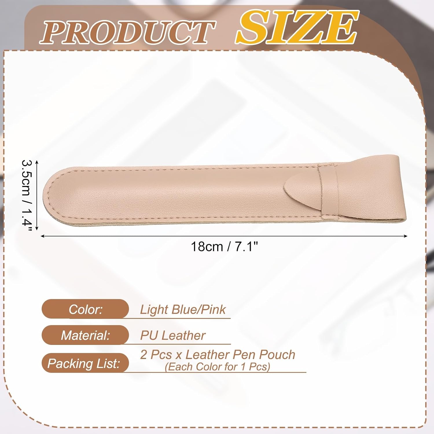 PATIKIL 2Pcs Leather Pen Pouch Sleeve, Leather Fountain Pen Holder Case Protective Cover for Storing Ball Points Pencils Fountain Office Business Gifts, Light Blue/Pink