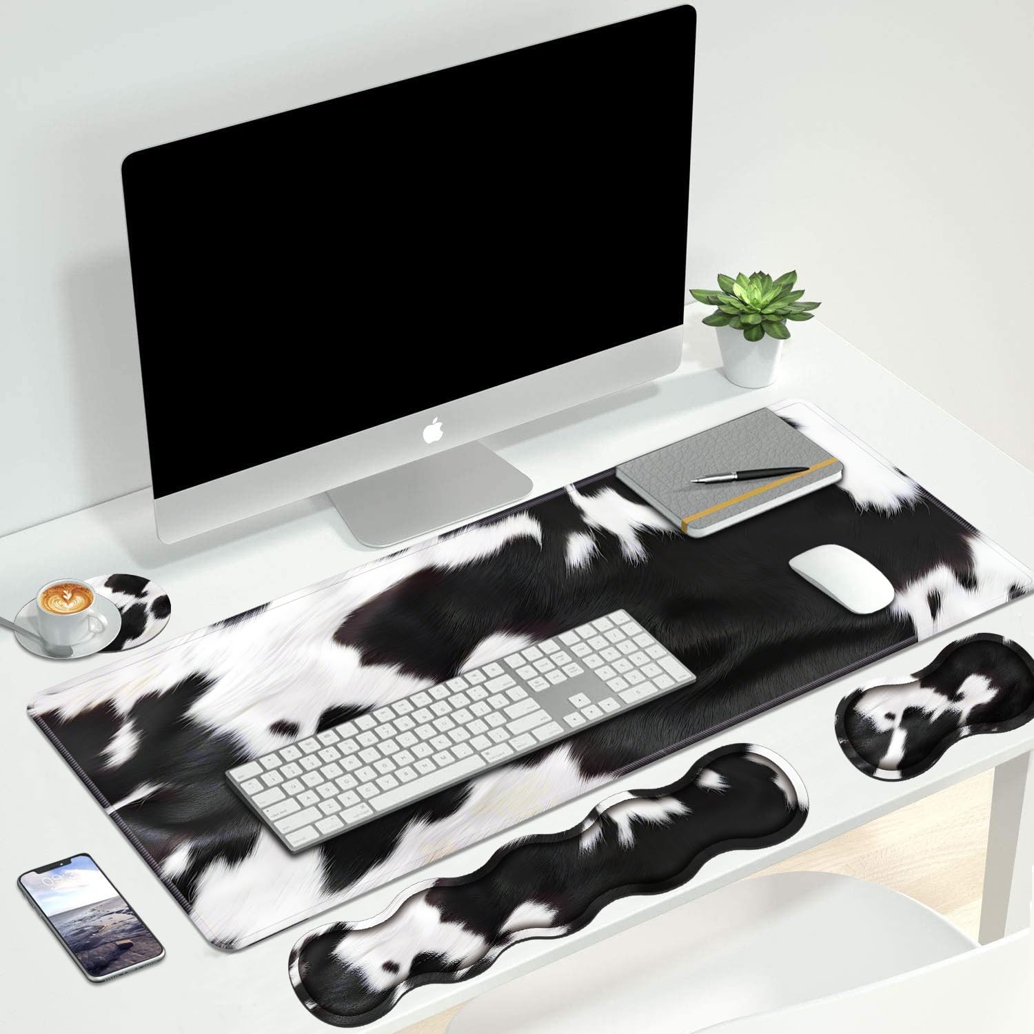 Ensemble repose-poignet ergonomique 4 en 1 pour clavier et tapis de souris, grand tapis de bureau XXL de jeu avec base antidérapante, mousse à mémoire de forme, pour la maison, le bureau, les études