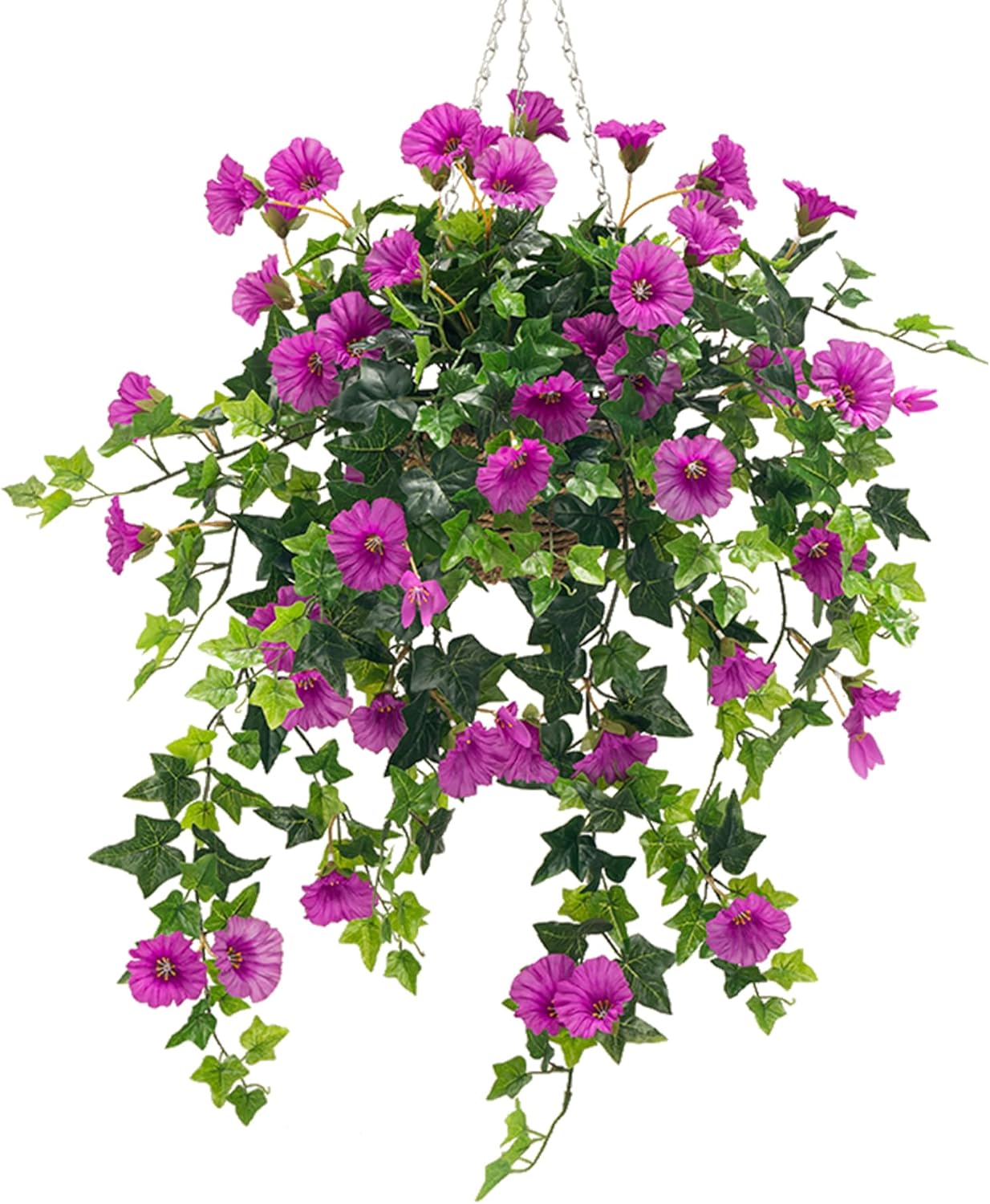 Ttranewsoo Artificial Flowers Faux Outdoor Plants Artificial Petunias for Outdoors Uv Resistant Fake Petunias Plants Hanging Flower Patio Decor Outside Basket Realistic Silk Plant No Pot(Purple 2pcs)