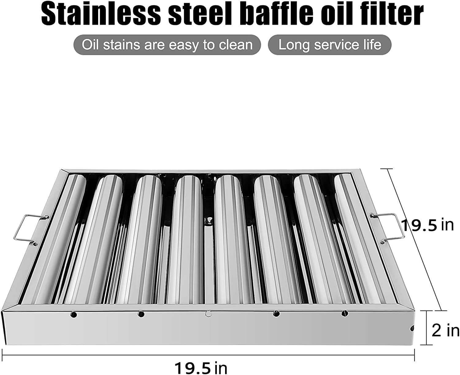 hood filters 19.5w x 19.5h inch 430 stainless steel pack of 6, 7 grooves commercial hood filters, commercial kitchen range hood filter for grease rated commercial kitchen exhaust hoods